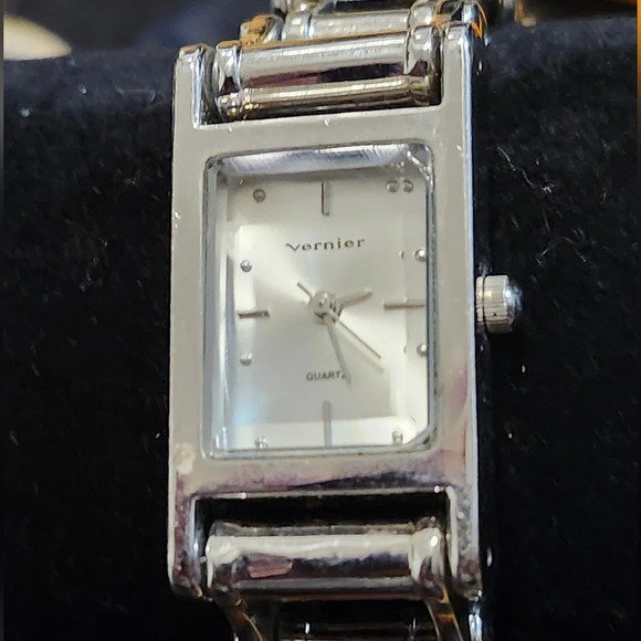 Vintage VERNIER Tank Watch Bike Chain Bracelet - Picture 2 of 8